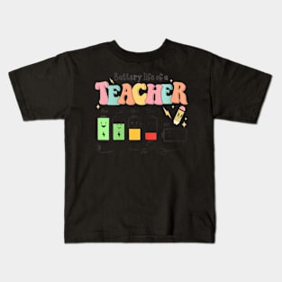 Retro Teacher Battery Life Of A Teacher Student School Kids T-Shirt